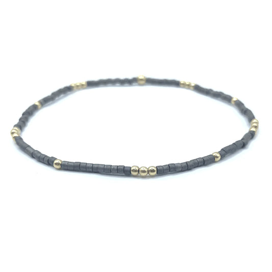 2MM NEWPORT GRAPHITE + GOLD FILLED WATERPROOF BRACELET